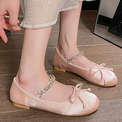Rhinestone Ribbon Mary Jane Shoes