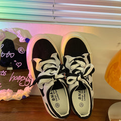 Cute Platform Love Black/White Canvas Shoes BE1234