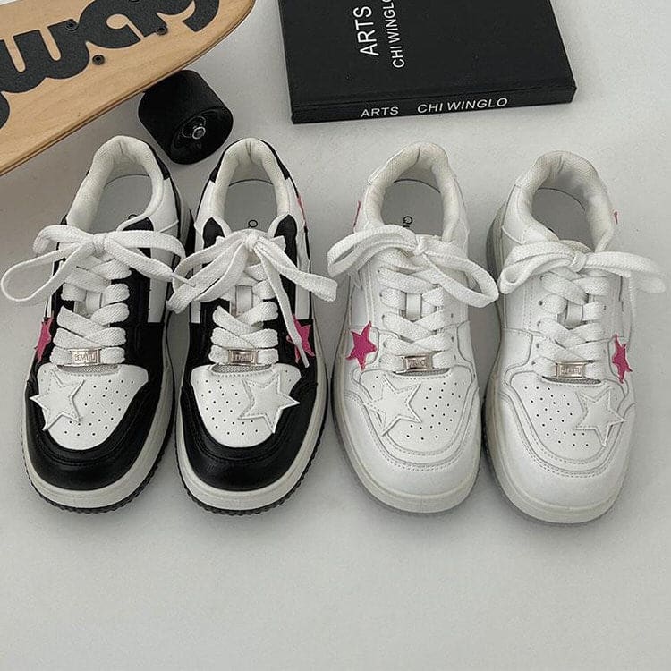 Pink Star Sneakers in Black