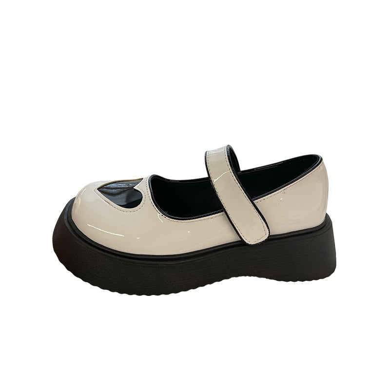 Love Heart Black/White Mary Jane Shoes BE1232