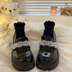 Black High Heel Leather Shoes