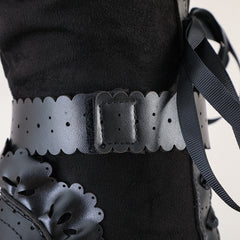 5 Colors Big Size Sweet Bowknot Ruffle Calf Mid Heels Boots