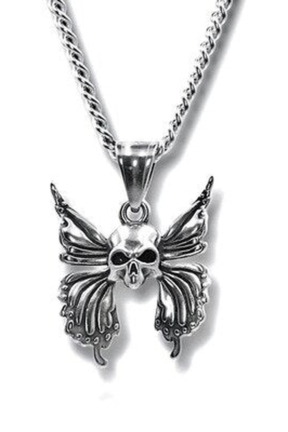 Edgy Aesthetic Butterfly Skull Flower Necklace