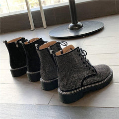 Black/Brown Gothic Rhinestone Martin Boots