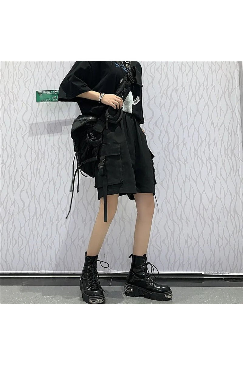 Egirl Black Cargo Shorts