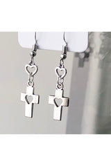 Egirl Heart Cross Drop Earrings