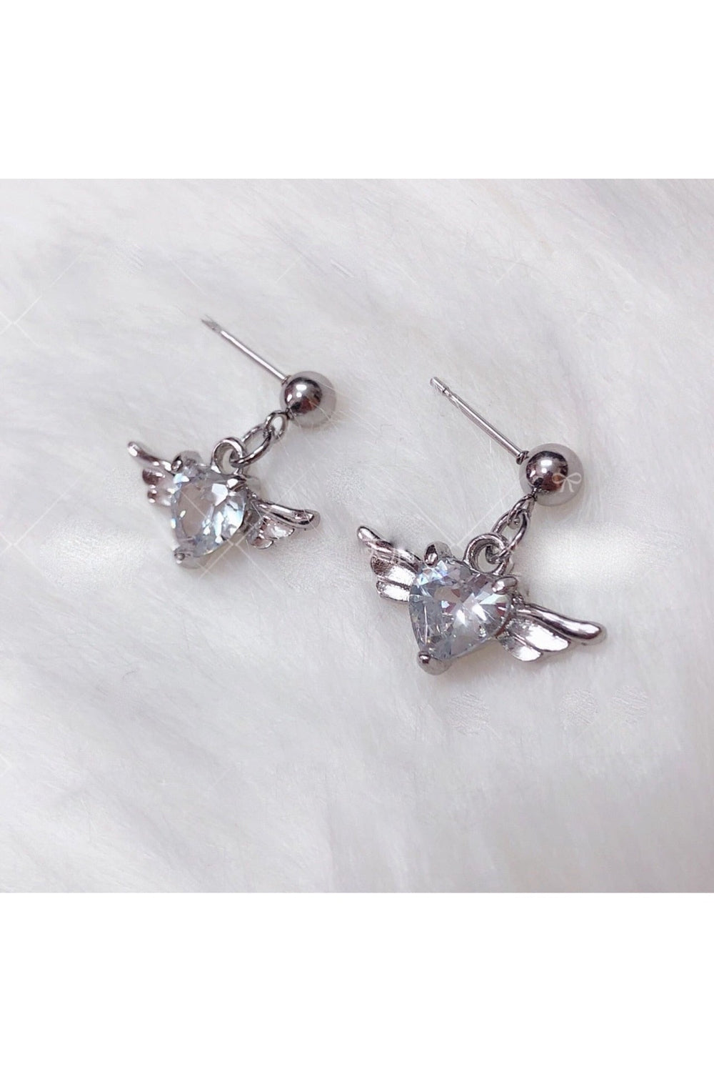 Egirl Heart Wing Crystal Earrings