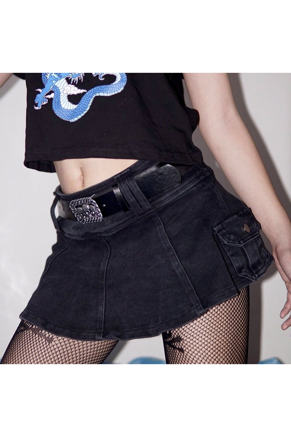 EGirl Mini Skirt with Skull Belt