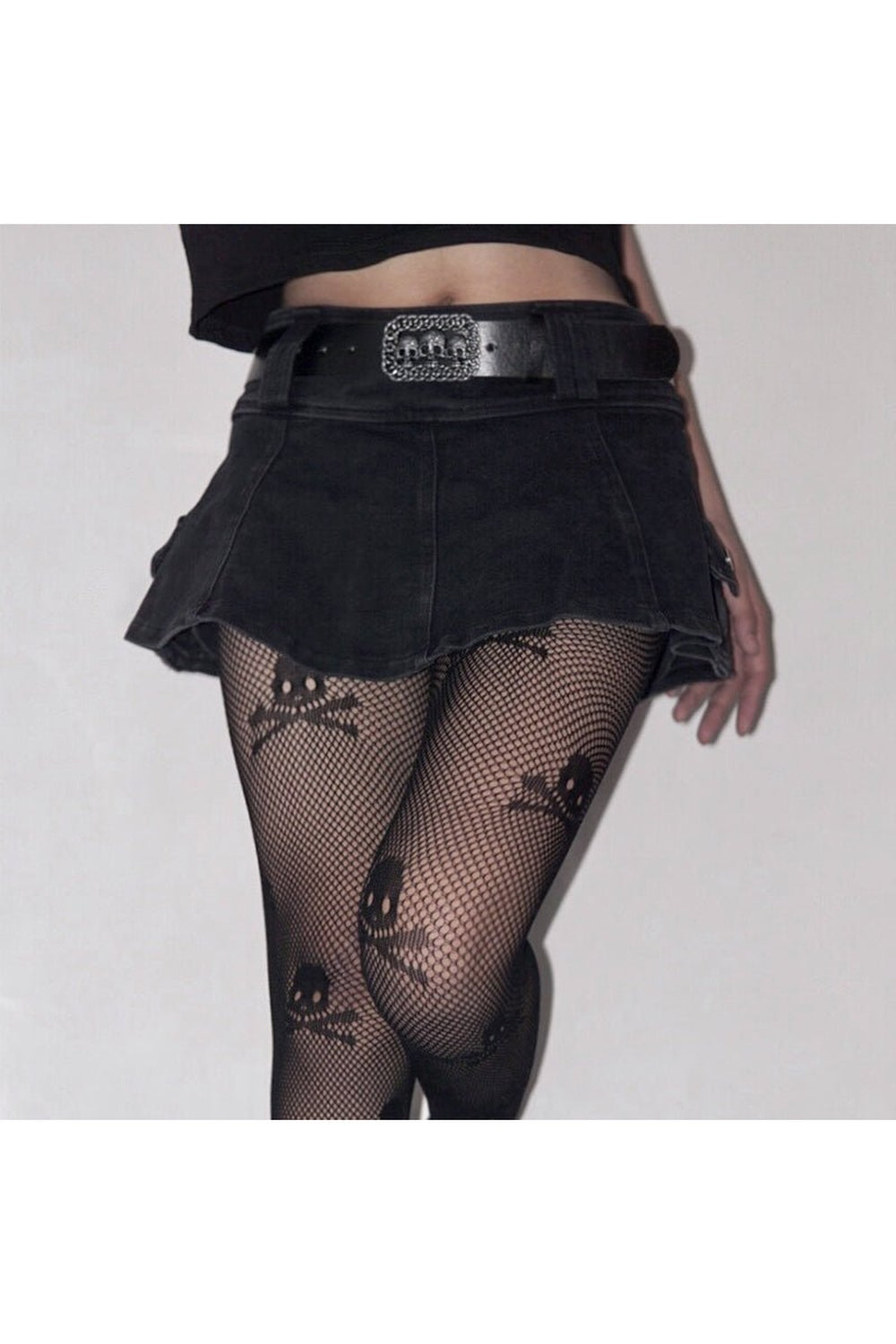 EGirl Mini Skirt with Skull Belt