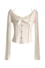 Elegant Bow Button-Up Blouse