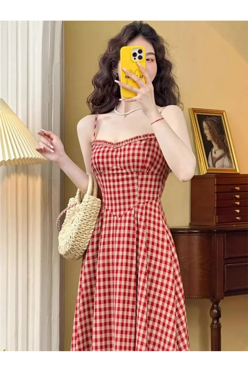 Elegant Plaid Midi Dress