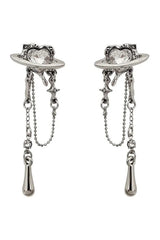 Elegant Saturn Chain Earrings with Crystal Detailing