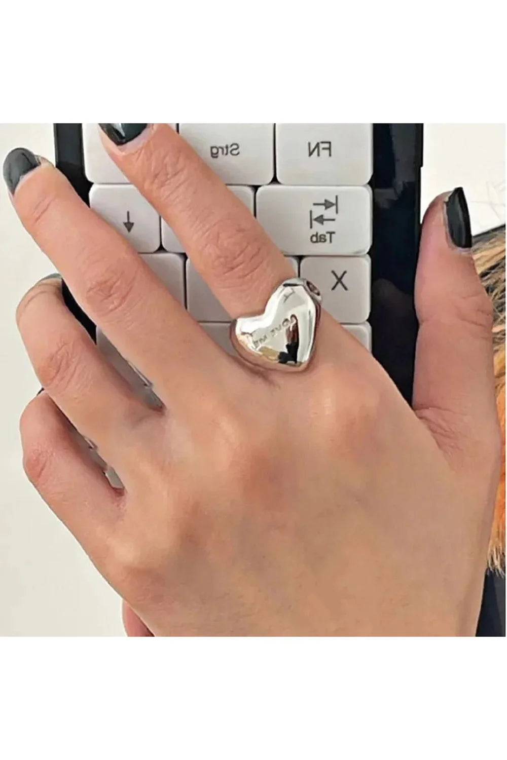 Bague élégante en argent avec cœur LOVE