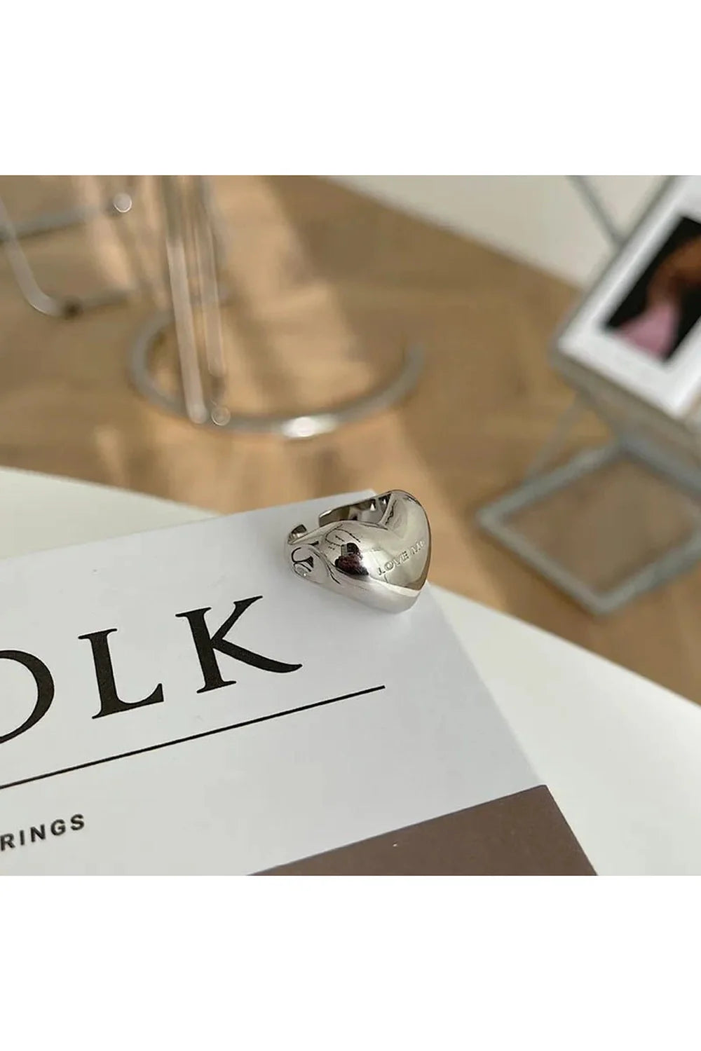 Bague élégante en argent avec cœur LOVE