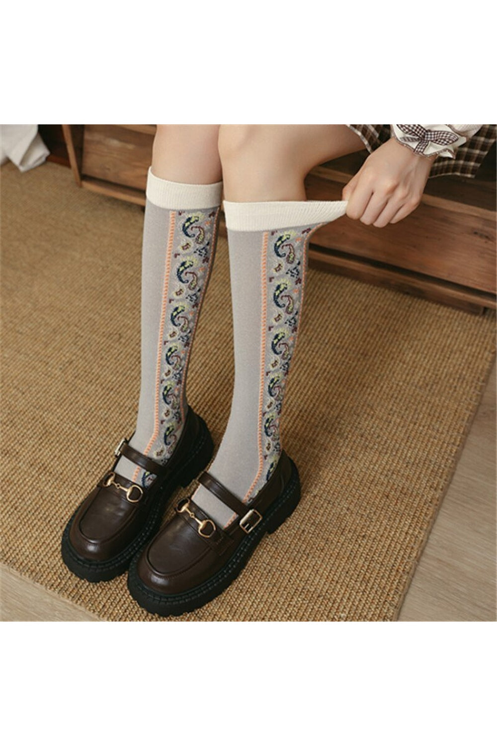 Ethnic Floral Long Socks