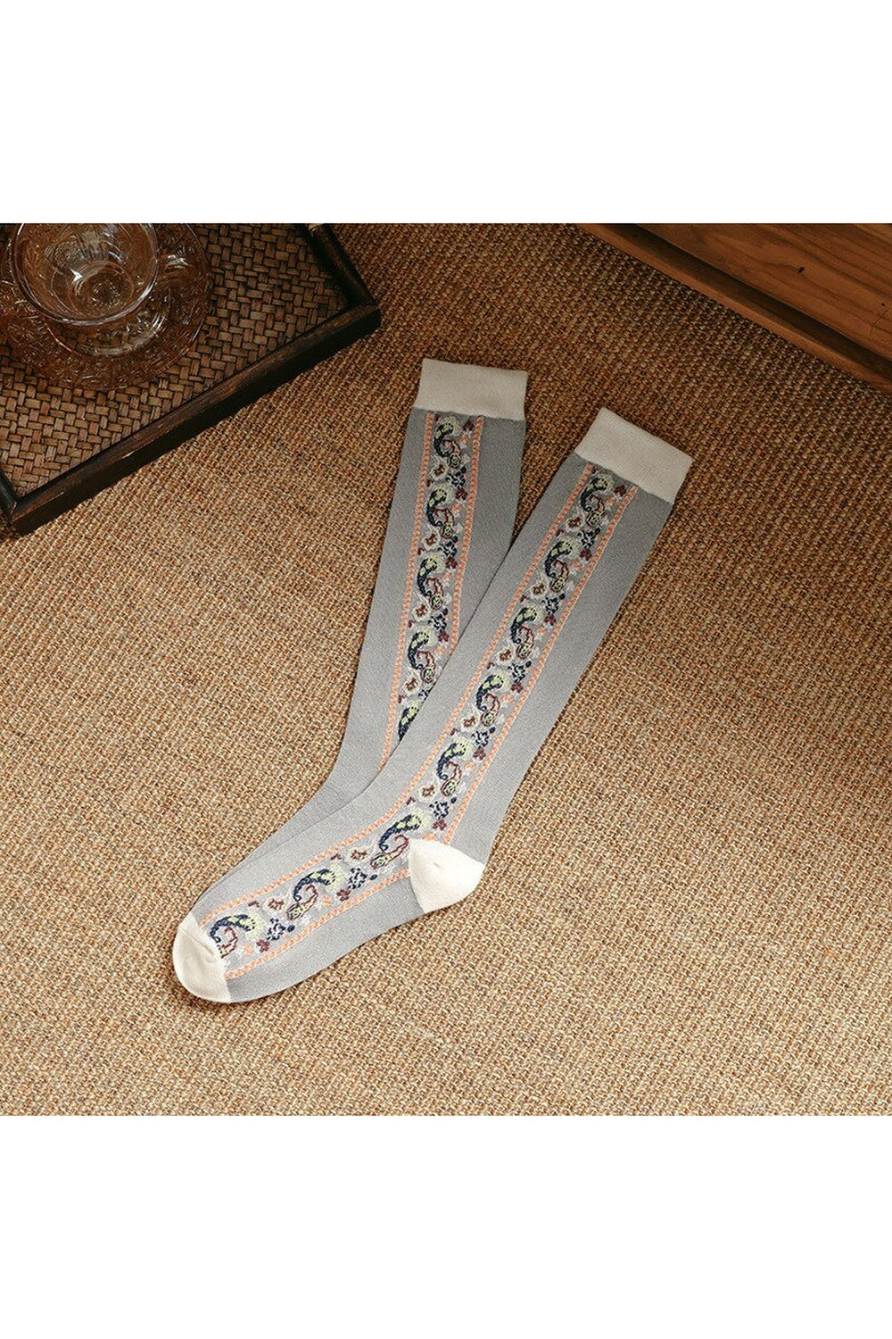 Ethnic Floral Long Socks