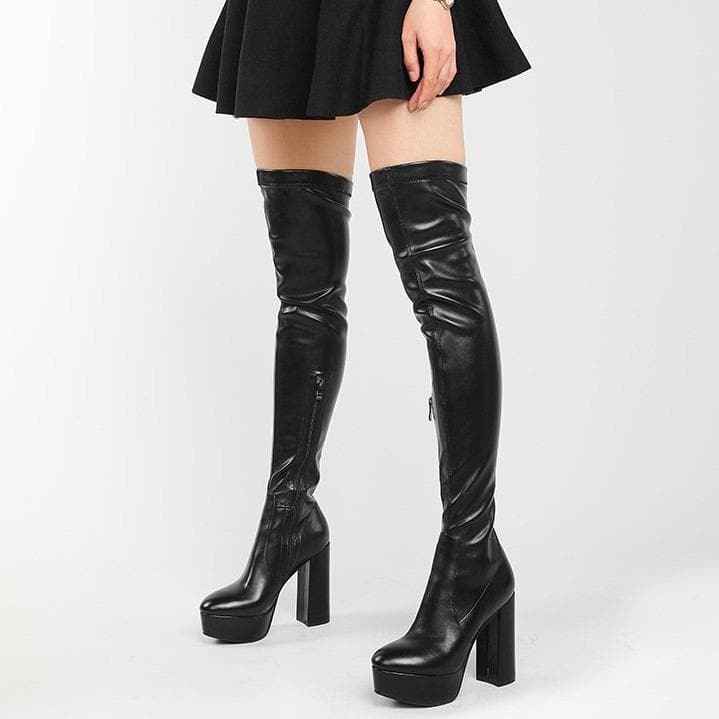 Zipper Knee High Heels Boots SP215