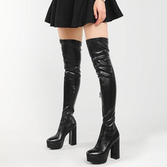 Zipper Knee High Heels Boots SP215