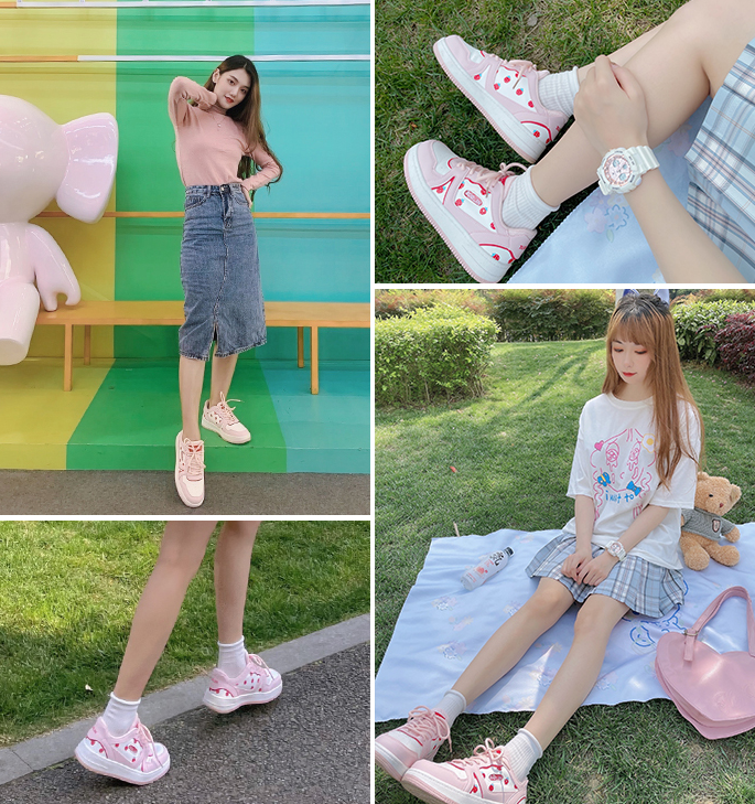 Pink strawberry Kawaii Sneakers BE776