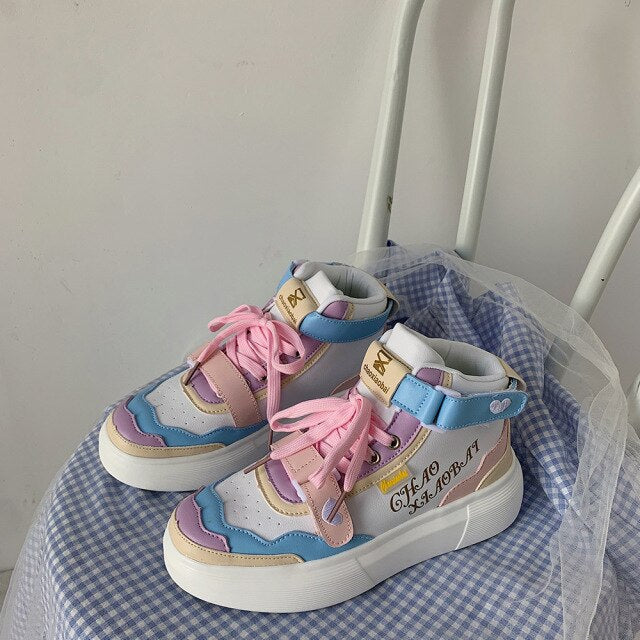 Korean Cute Sneakers Casual Velcro Running Shoes BE031