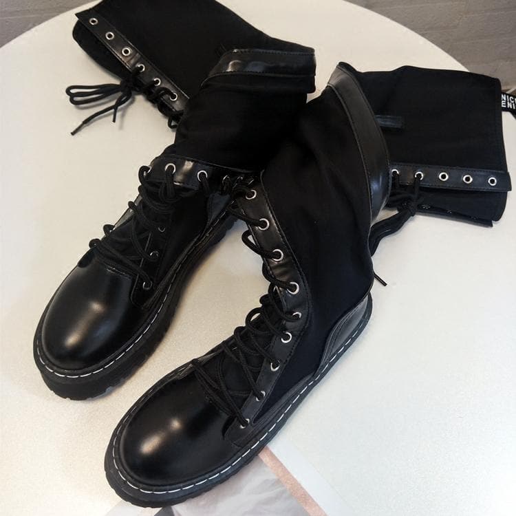 Gothic Punk Over The Knee Thigh High Lace Up Boots S13122