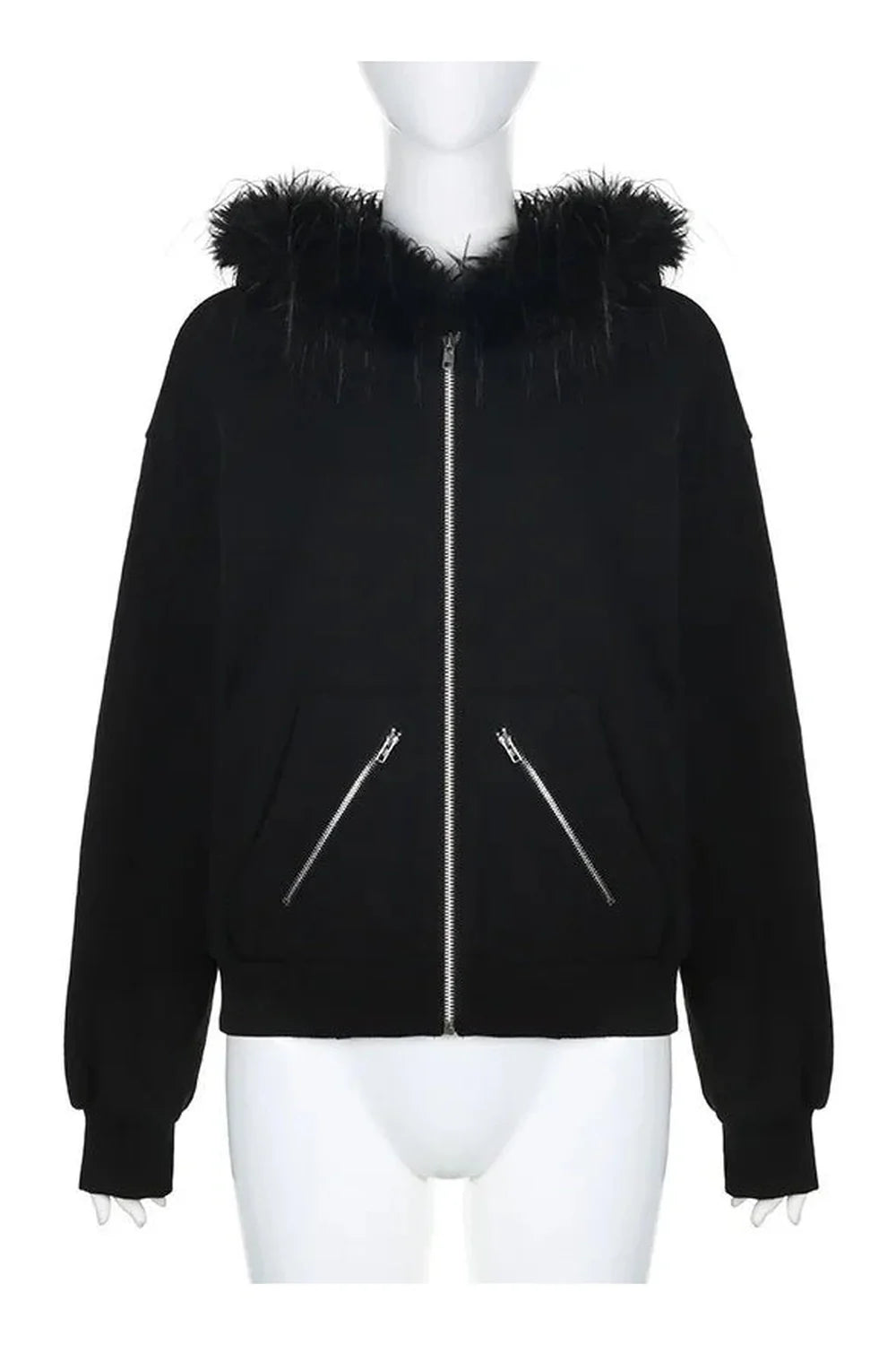 Fall Faux Fur Collar Gothic Hoodie