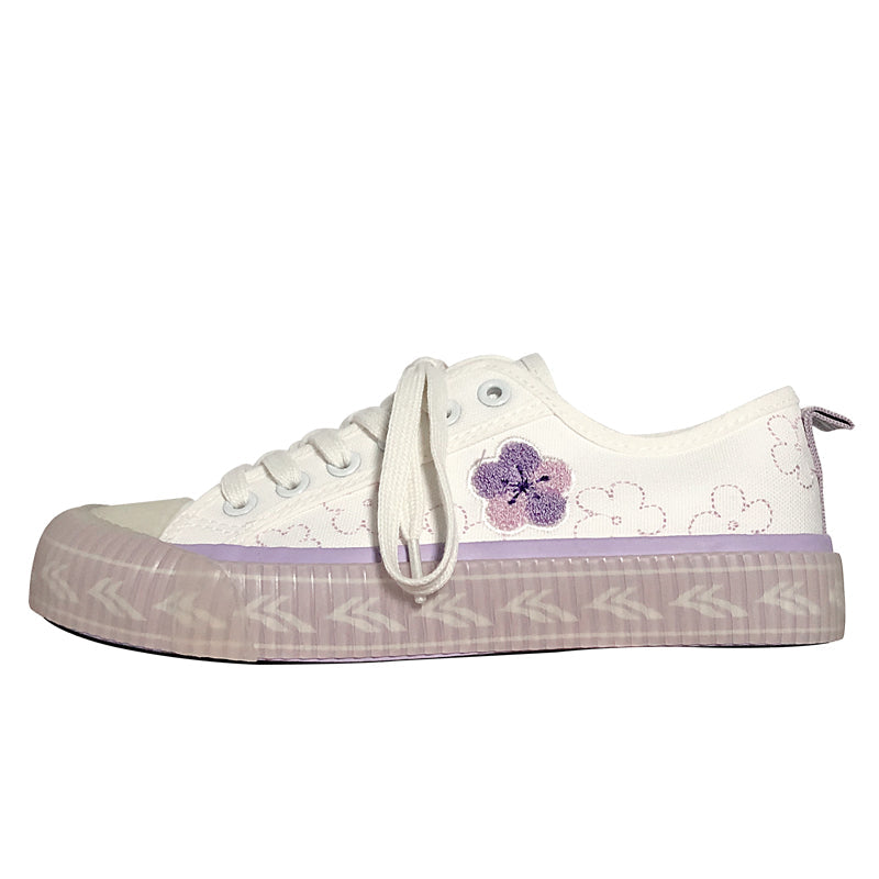 Floral Embroidered Canvas Pink/Purple Shoes BE787