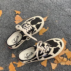 Cow Canvas Black White Shoes BE788