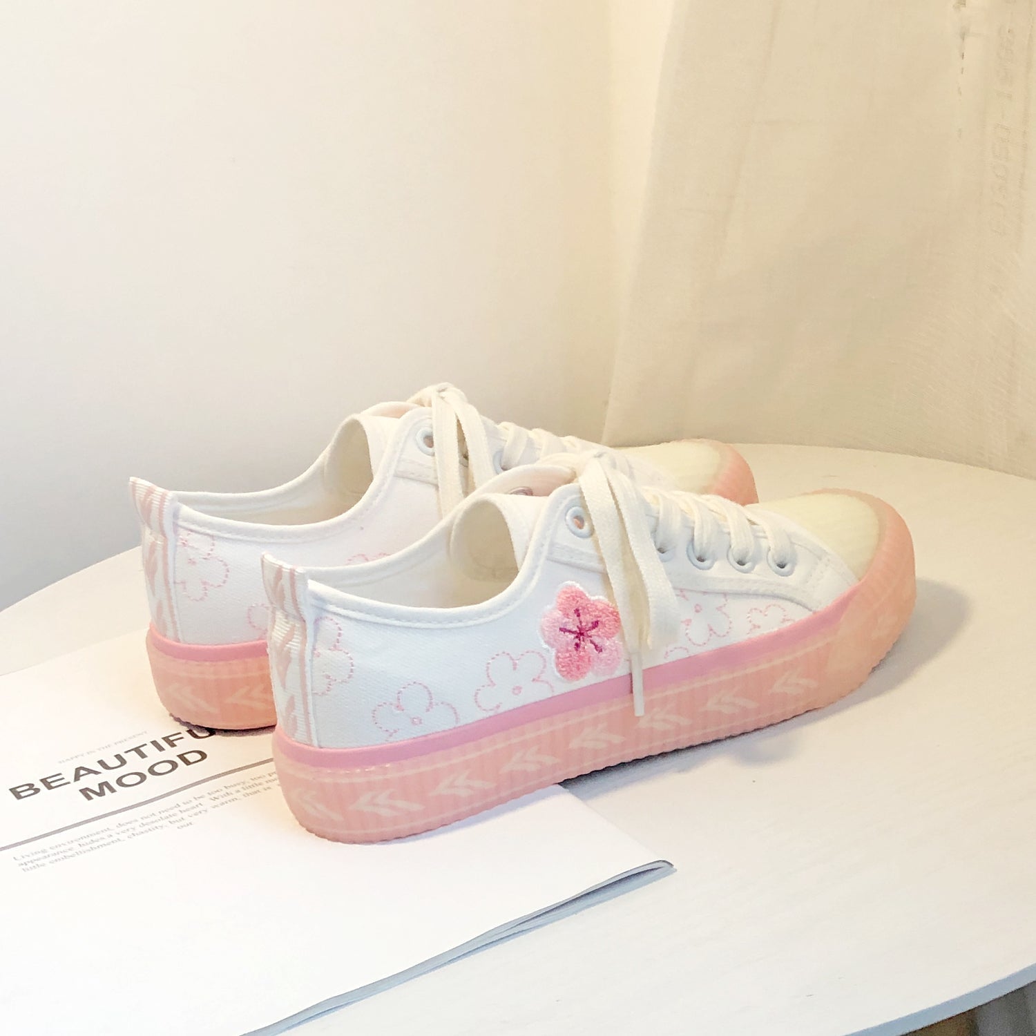 Floral Embroidered Canvas Pink/Purple Shoes BE787