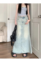 Fish Tail Long Denim Skirt