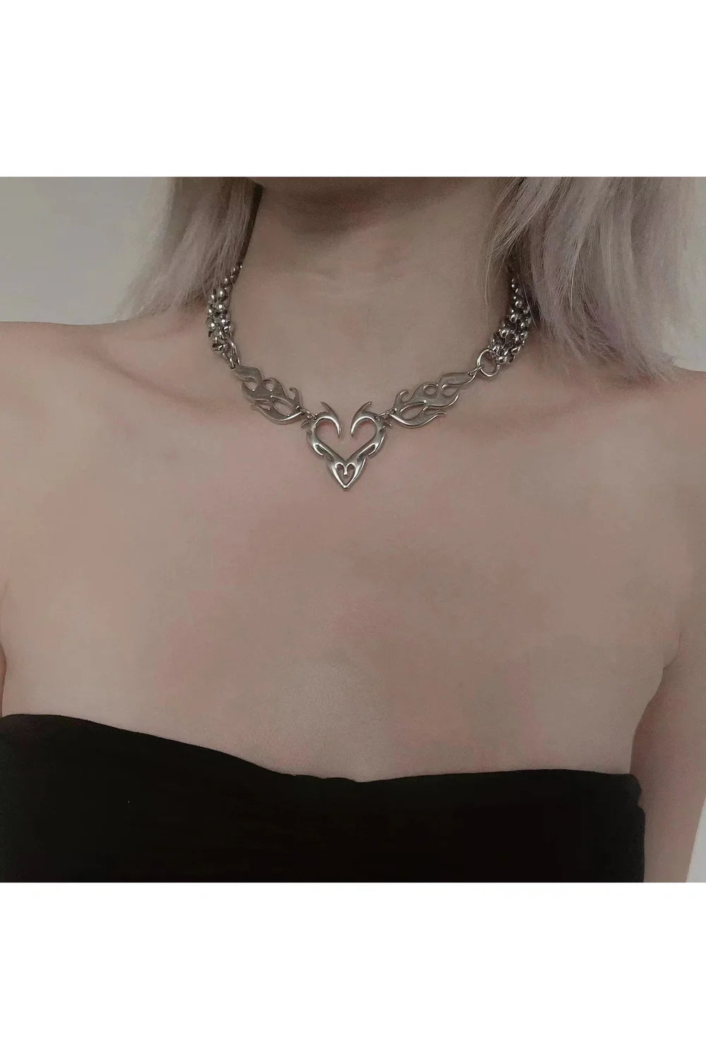 Colliers Punk Coeur Flamme