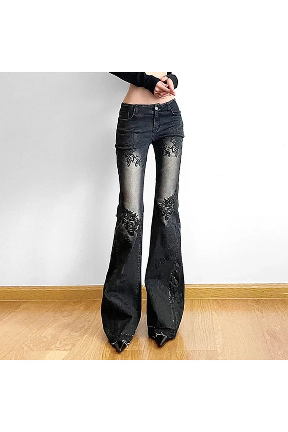 Floral Flare Low Rise Jeans