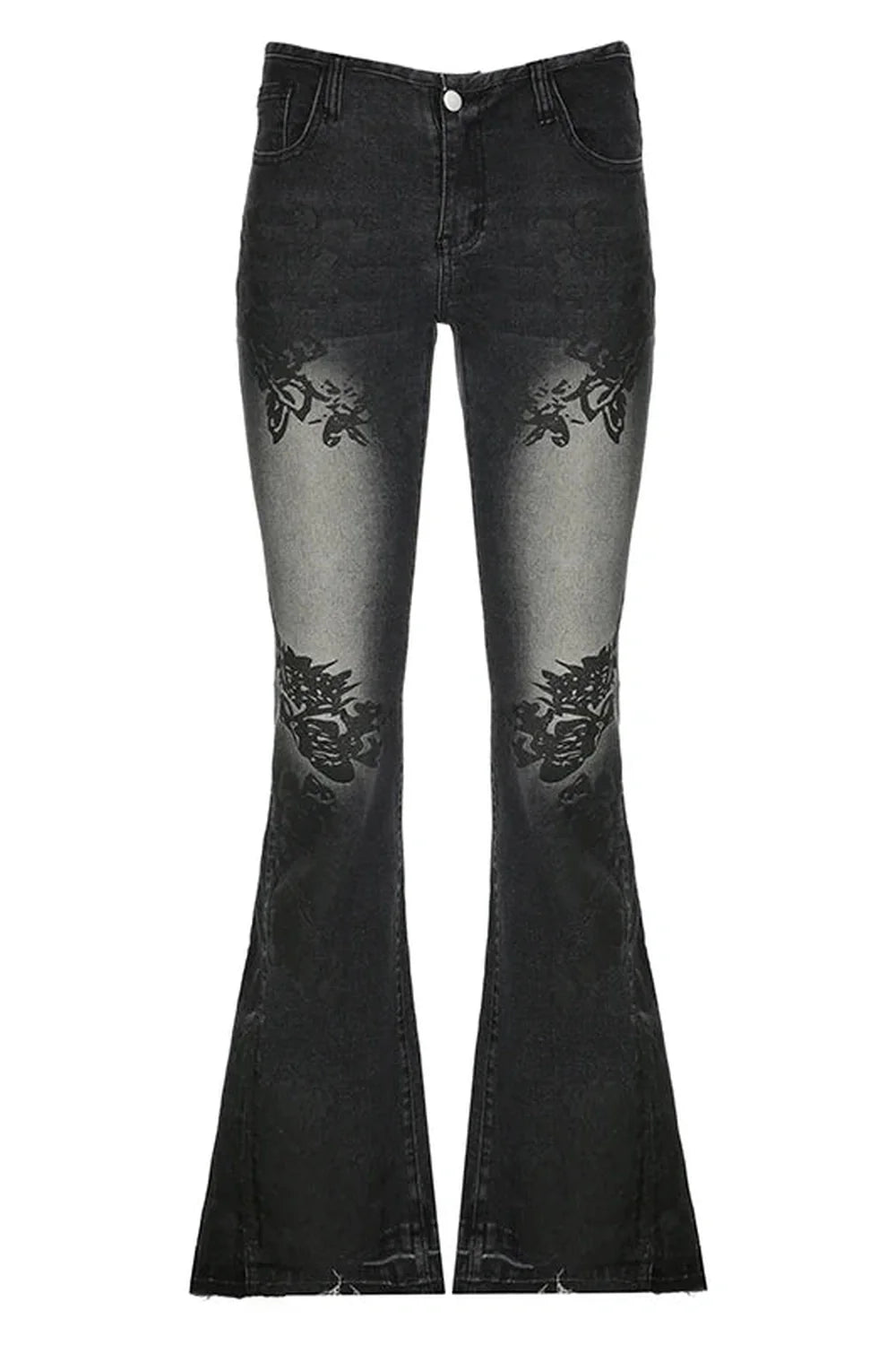 Jean taille basse à fleurs d'automne
