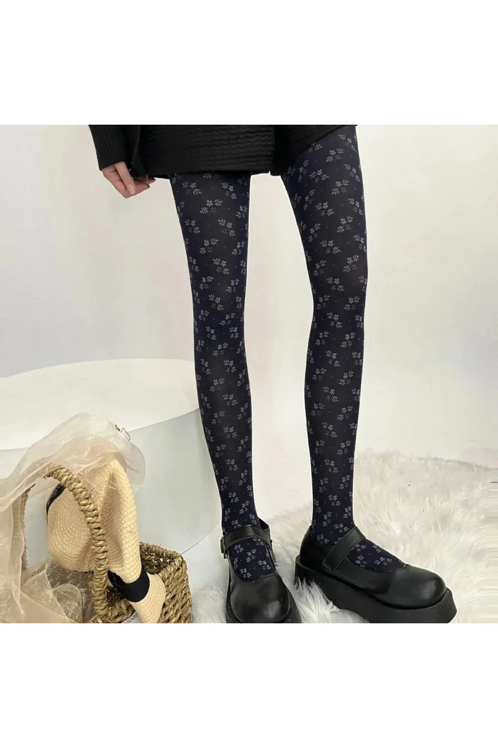 Floral Midnight Tights