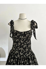 Floral Ruffle Tie-Strap Dress