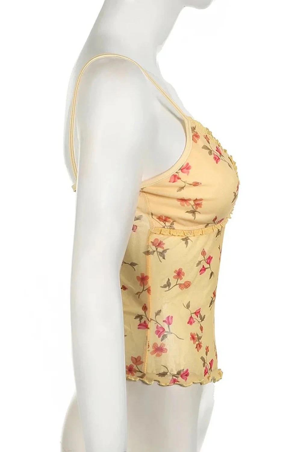 Floral Yellow Mesh Top