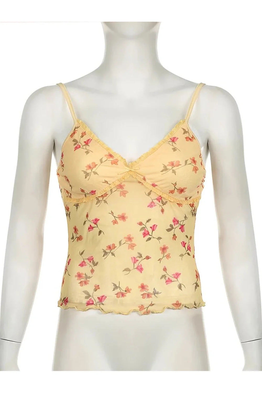 Floral Yellow Mesh Top