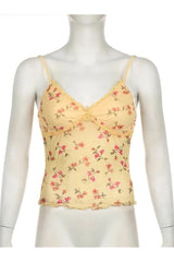 Floral Yellow Mesh Top