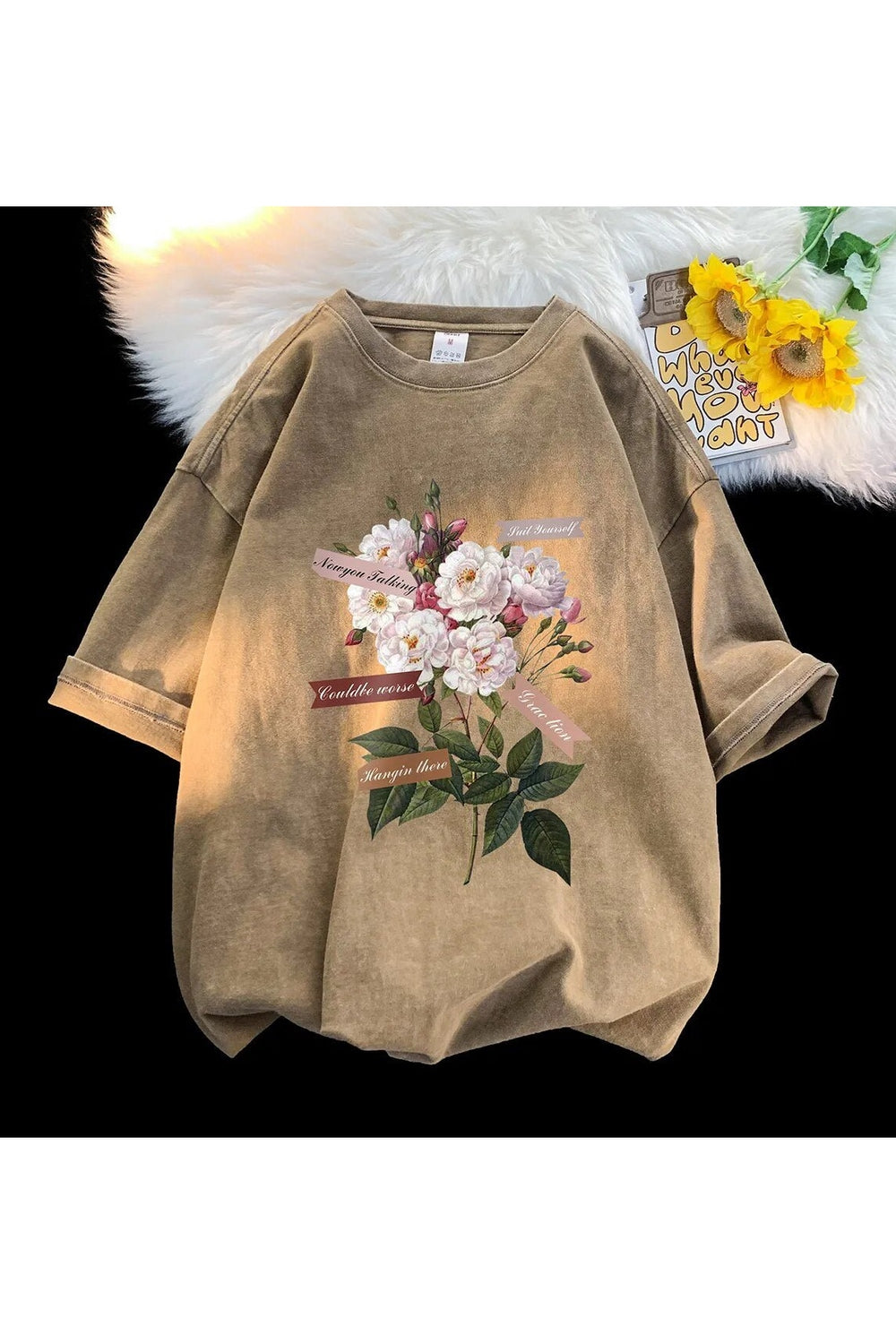 Flowers Gothic Cotton T-shirt