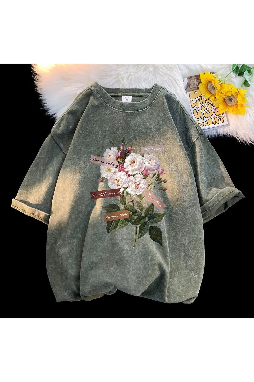 Flowers Gothic Cotton T-shirt