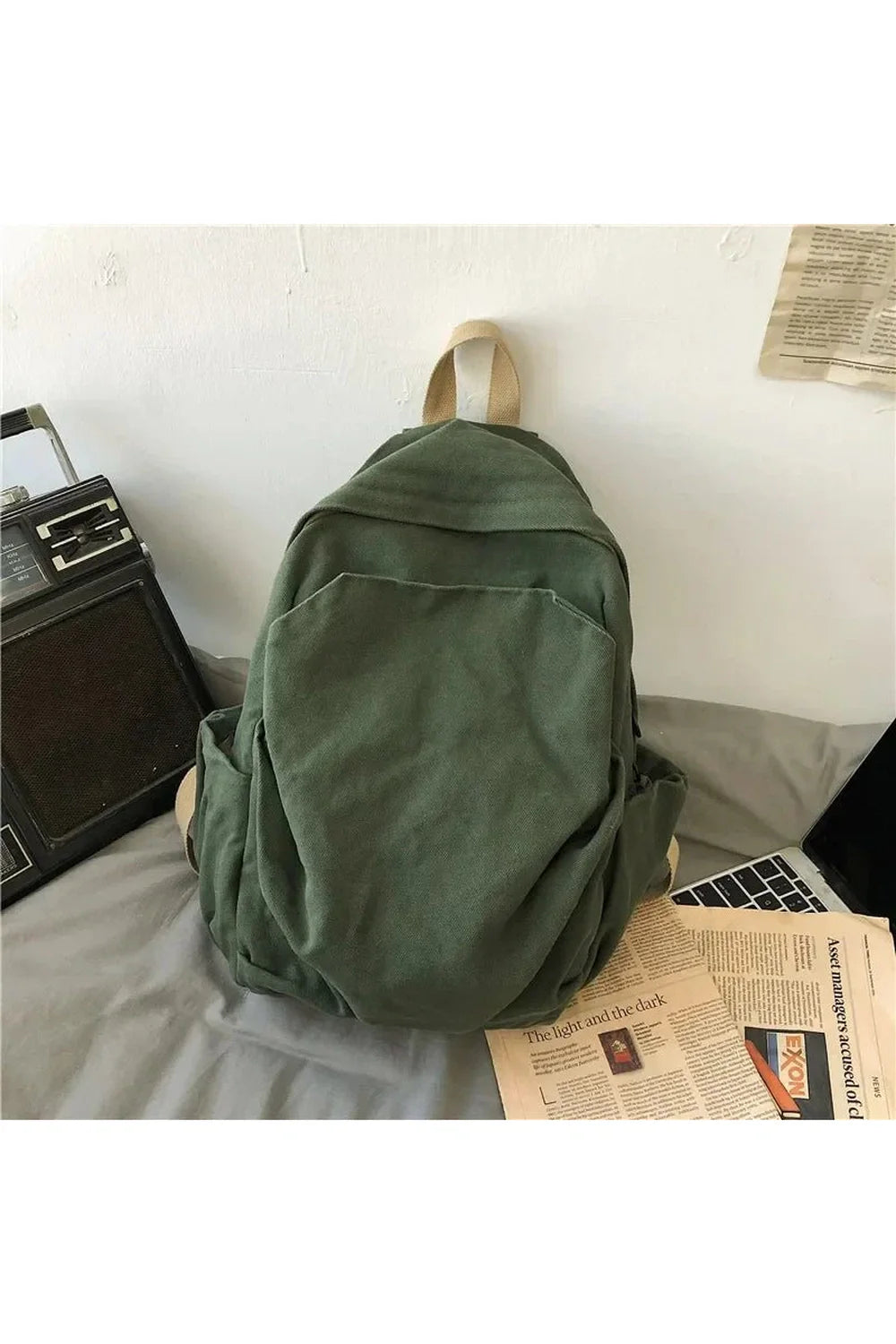 Forest Green Canvas Backpack