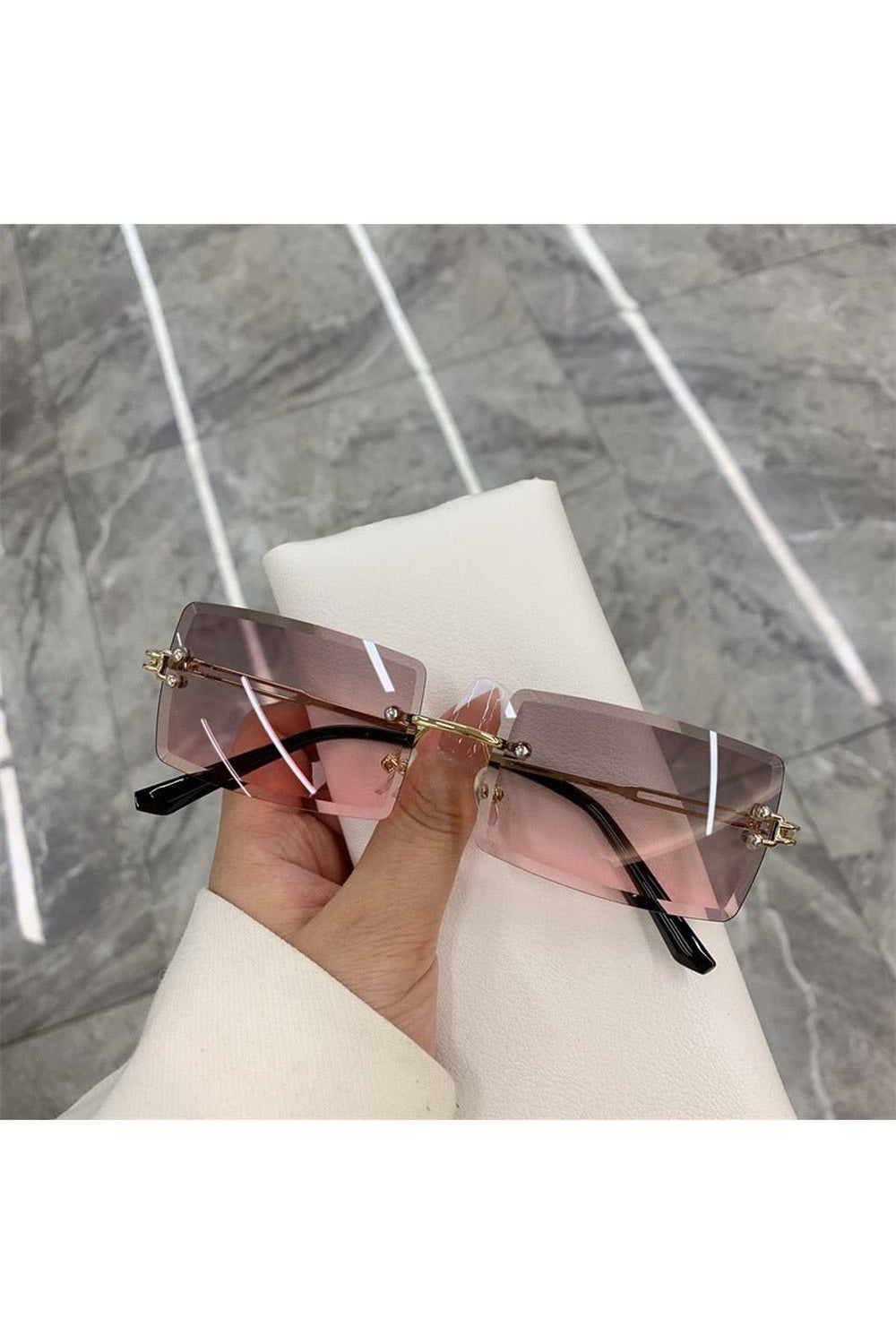 Frameless Rectangle Shades Sunglasses