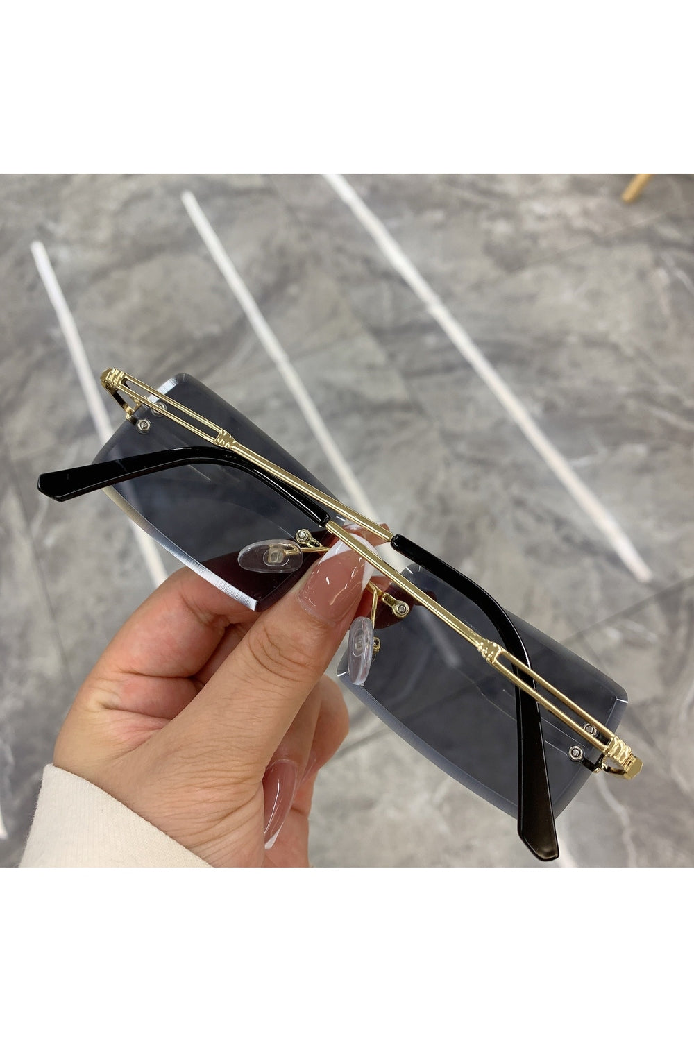 Frameless Rectangle Shades Sunglasses