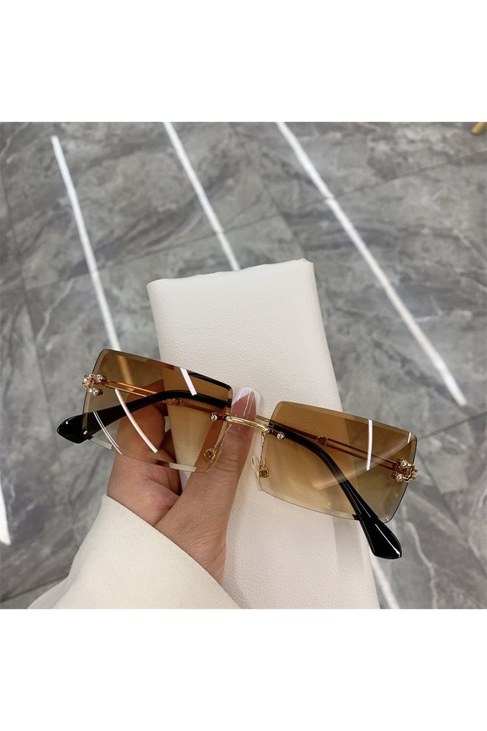 Frameless Rectangle Shades Sunglasses