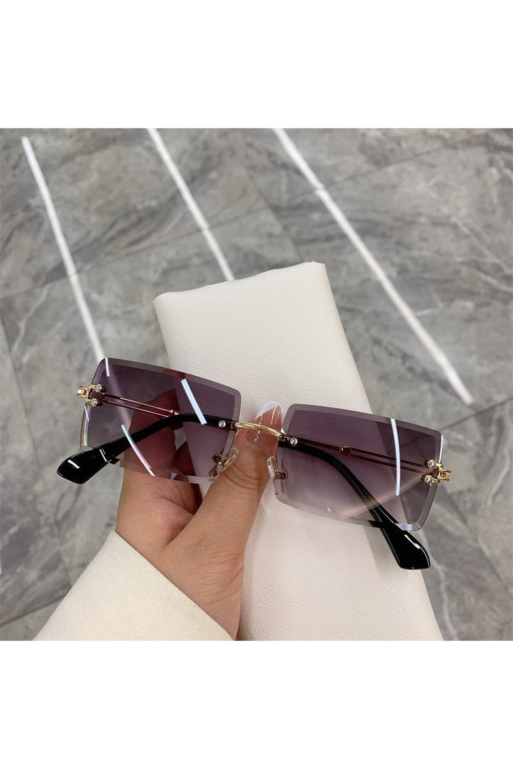 Frameless Rectangle Shades Sunglasses