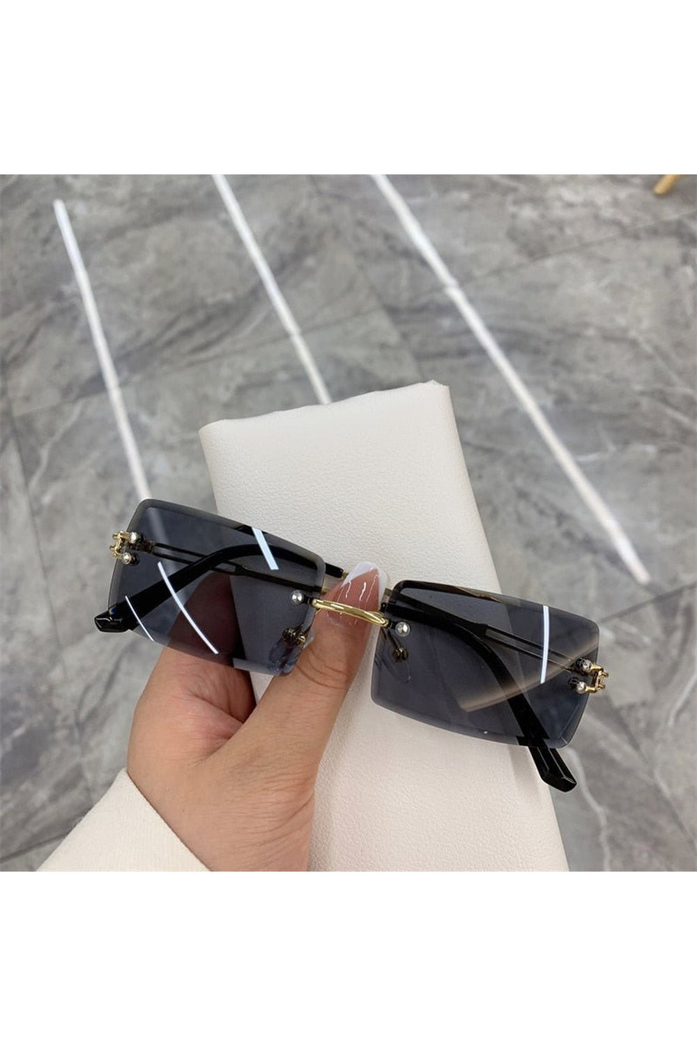 Frameless Rectangle Shades Sunglasses