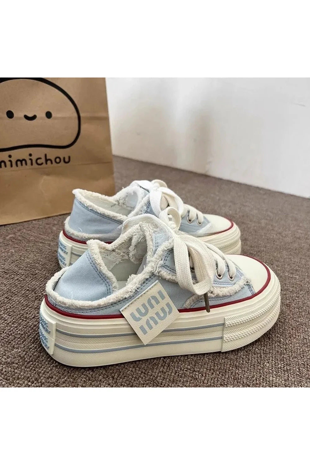 Frayed Canvas Platform Sneakers