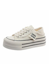 Frayed Canvas Platform Sneakers