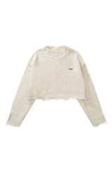 Fall Frayed Cotton Cloud Sweater