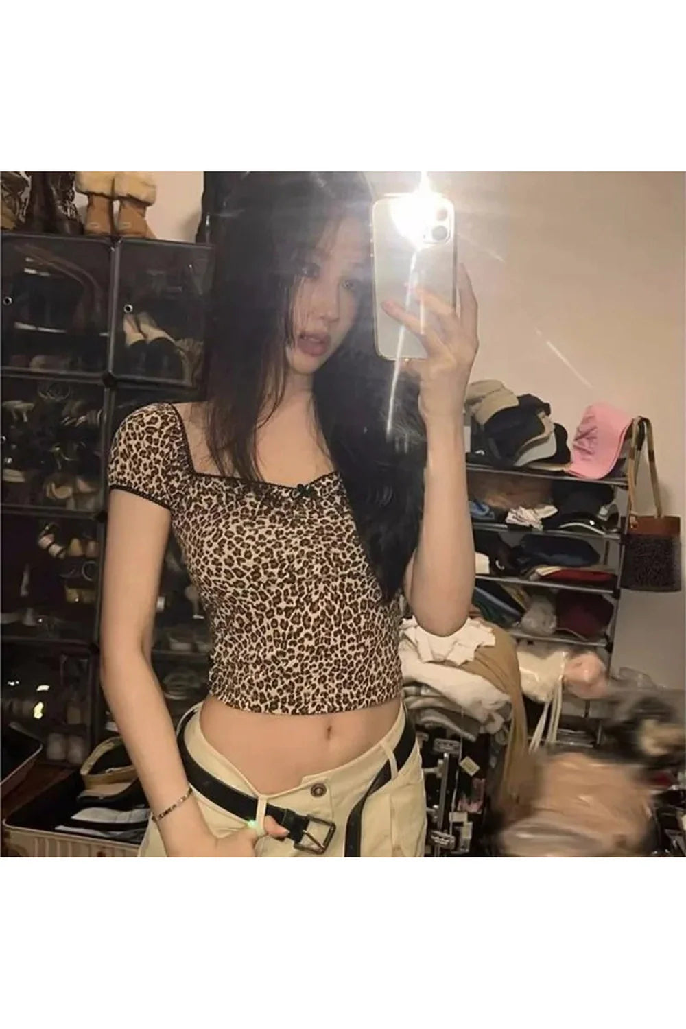 French Leopard Crop Top